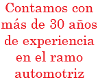 Contamos con más de 30 años de experiencia en el ramo automotriz